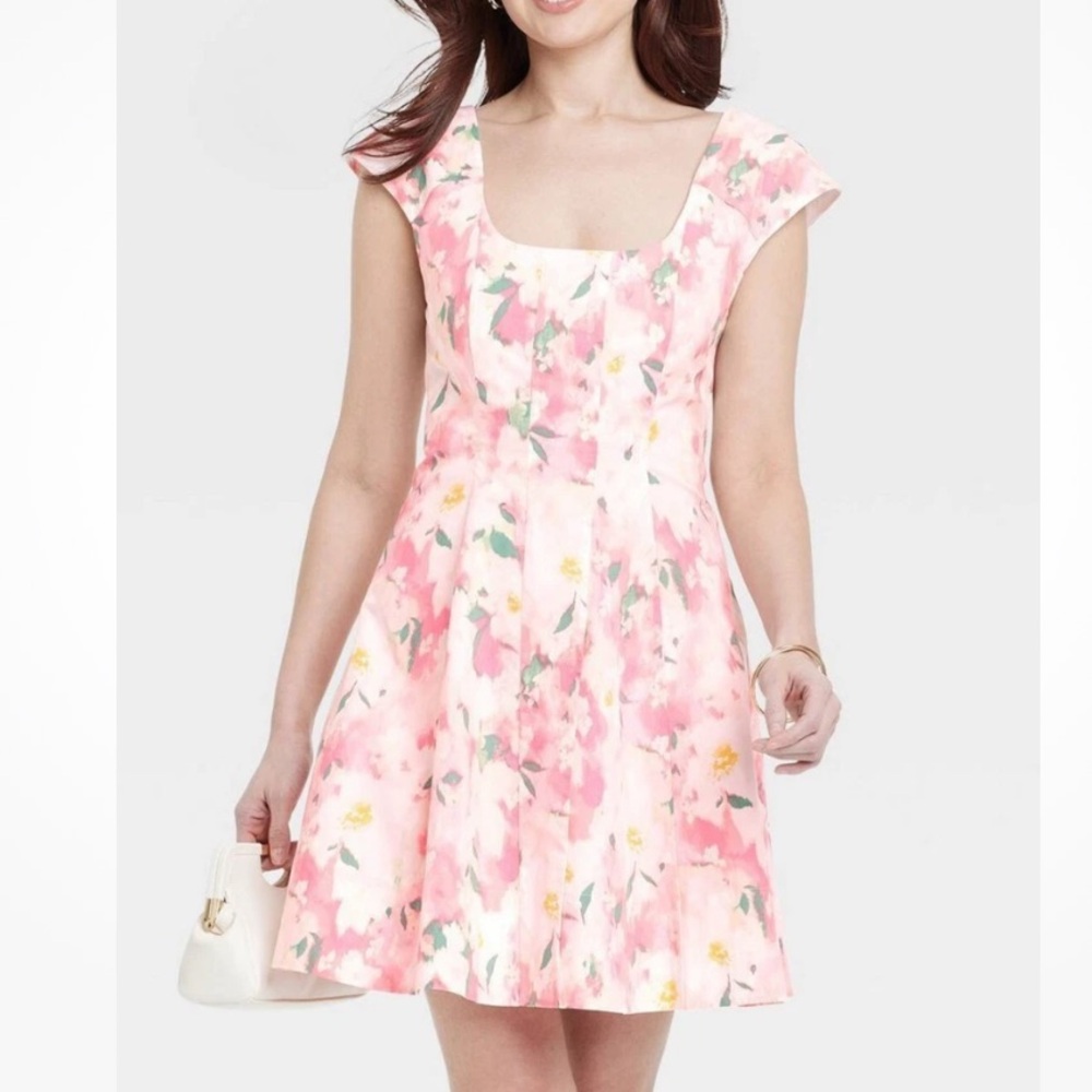a new day Pink Floral Fit-and-Flare Mini Dress